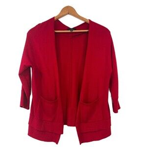 Lucky Brand Red Cardigan Sweater Wool Blend 3/4 Sleeves XS
